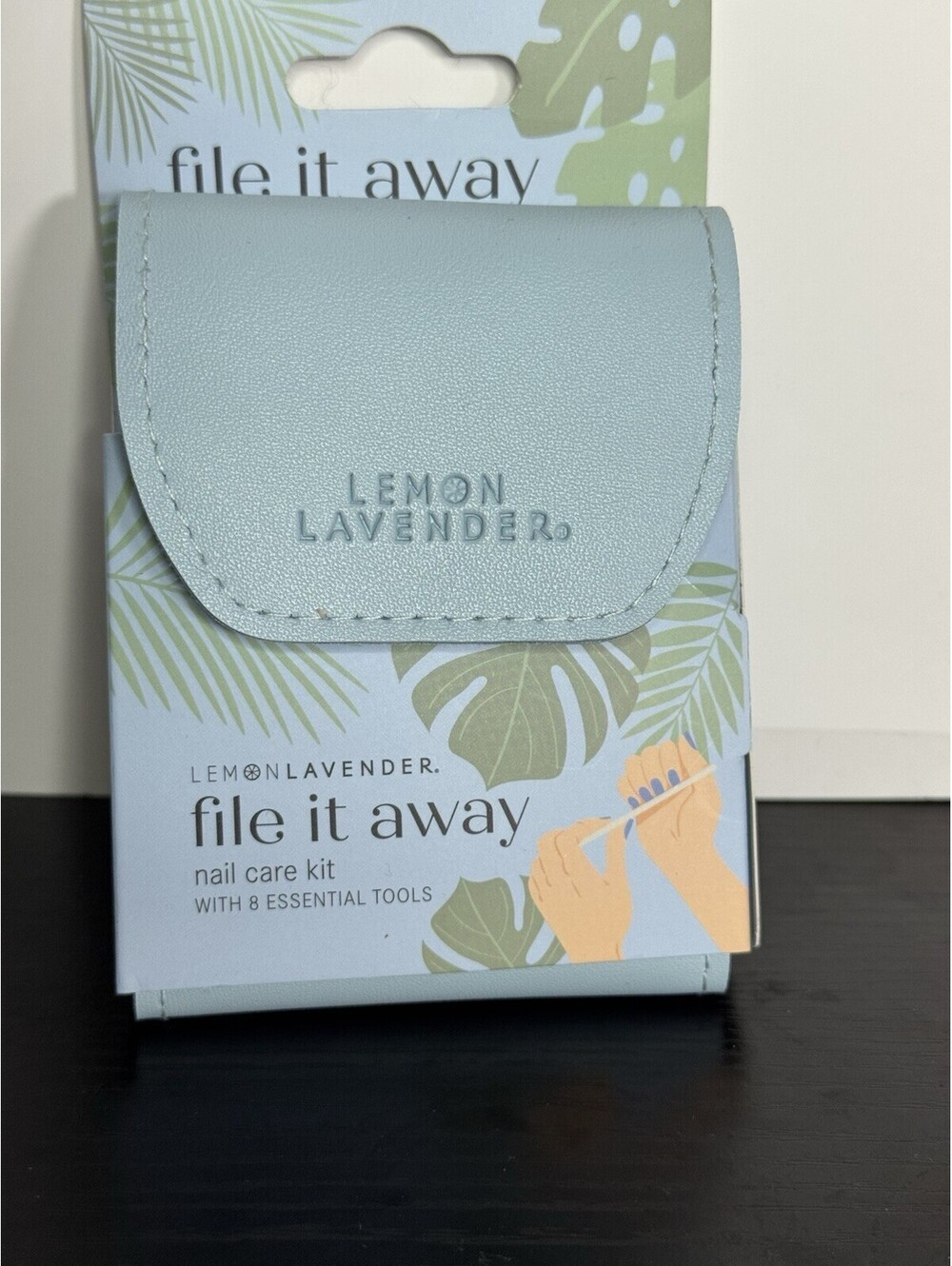 Lemon Lavender File It Away 8pc Manicure Pedicure Kit Light Blue Travel Size NEW